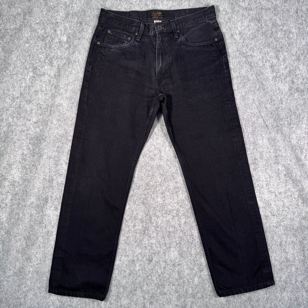 CC Filson Jeans Mens 33x33 Measures 32x27 Black Denim Straight Leg Made In USA